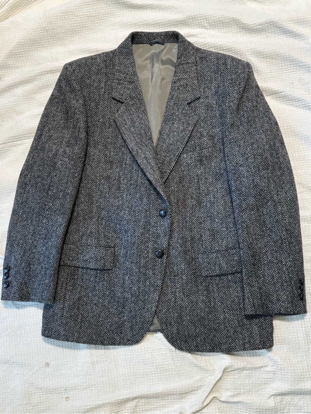 Harris tweed Classic Herringbone Wool Blazer - Gray